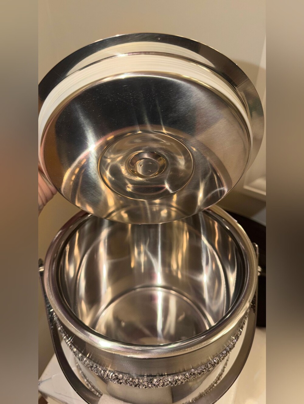 NWT BARWEAR COLLECTION Stainless Steel Silver bling Ice Bucket no ice tongs - Picture 3 of 5
